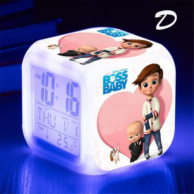 BOSS BABY Theme Cool Children Colorful Alarm Clock LED Digital Alarm