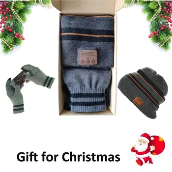 

2019 Beanie Hat Cap Wireless Bluetooth Earphone Smart Headset Speaker Mic Winter Stereo Music Hat Gift Package Christmas Gifts