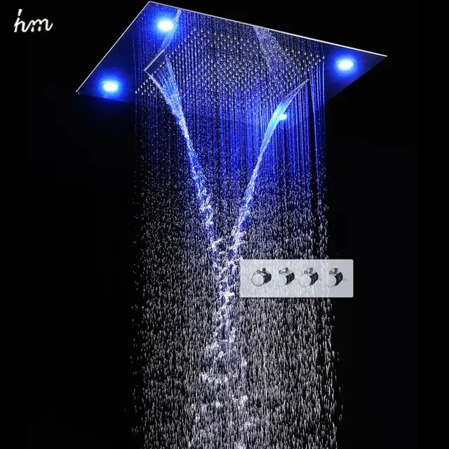 Hm Large Rain Shower Set Waterfall Remote Control Led Recessed Hm Large Rain Shower Set Waterfall Remote Control Led Recessed Ceiling Mount Multifunction Head Bath