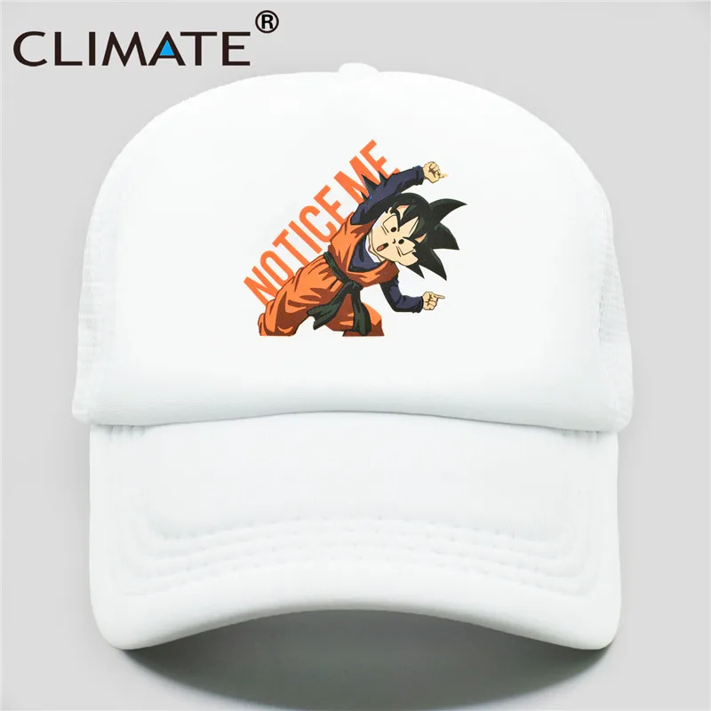 Климат Dragon Ball Trucker Кепка s забавная Милая Кепка GOKU s Notice Me летняя крутая сетчатая Кепка Trucker s оранжевая Кепка для мужчин, женщин и детей - Цвет: Белый