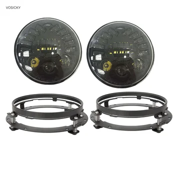 

7" inch Round LED Headlight 55W with bracket ring for For Je ep Wr-angler JK CJ