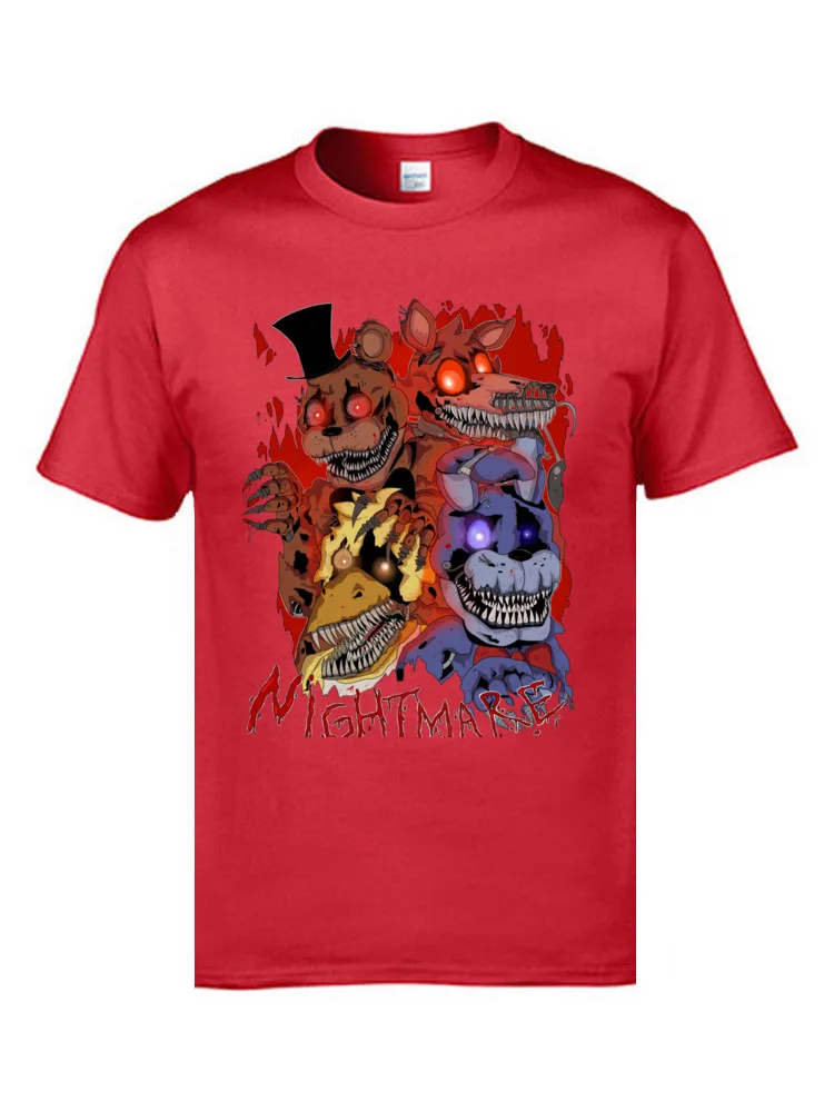 FamilyCustomized Short Sleeve Tops & Tees Summer Funny O-Neck 100% Cotton Tops Tees Men's T Shirts Design  Free Shipping Fnaf 4   Nightmare  10203 red