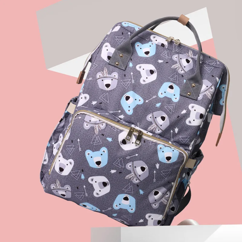 Fashion Polar Bear Printed Mummy Maternity Bag Baby Diaper Backpack Nappy Changing Bags Nursing Wet Stroller Bag For Mom (3)