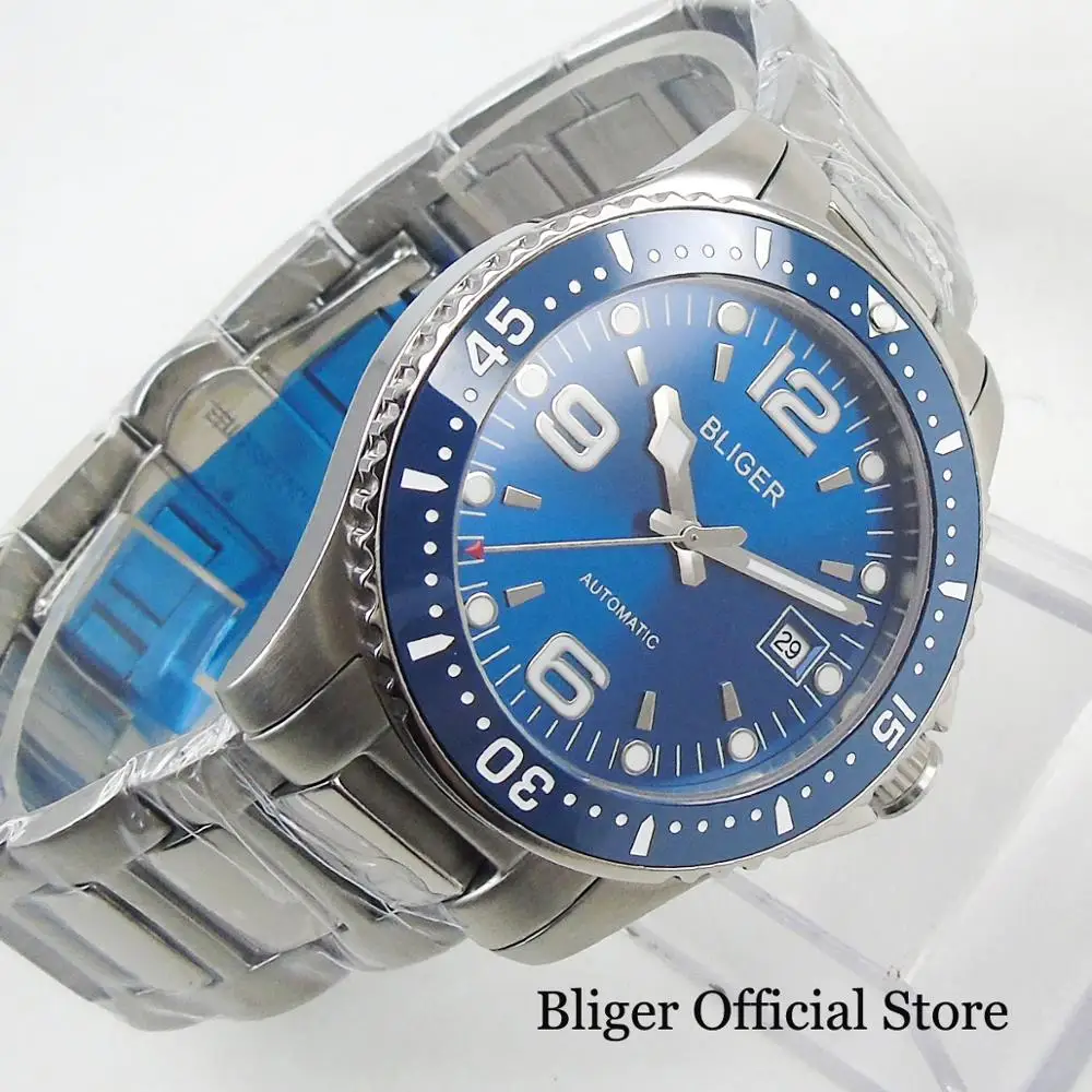 US $77.35 Top Brand BLIGER Sapphire Crystal Mens Watch With Automatic SelfWinding Movement 40mm Wristwatch Mental Band