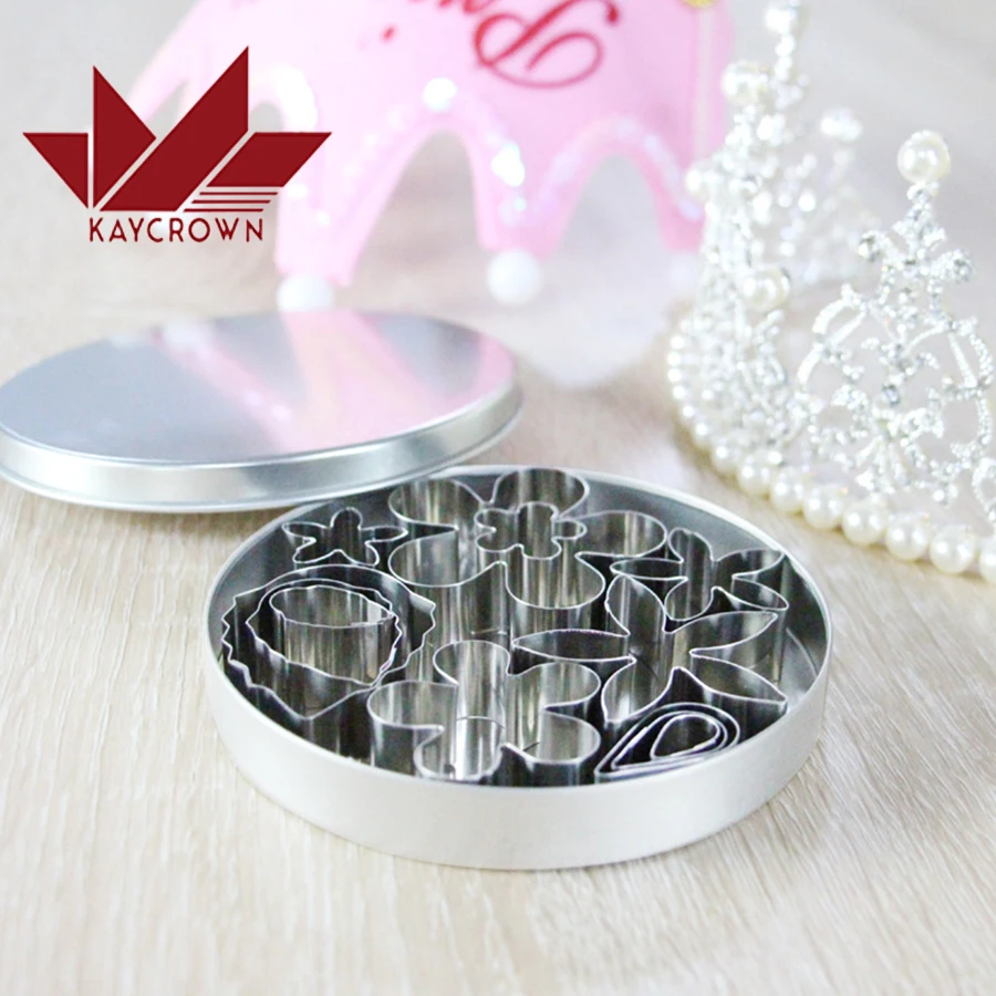 12 Pcs/set Cookie Cutter Stainless Steel Fondant Cake Baking Mold Round Heart Flower Star Shape Biscuit Moulds Tools | Дом и сад