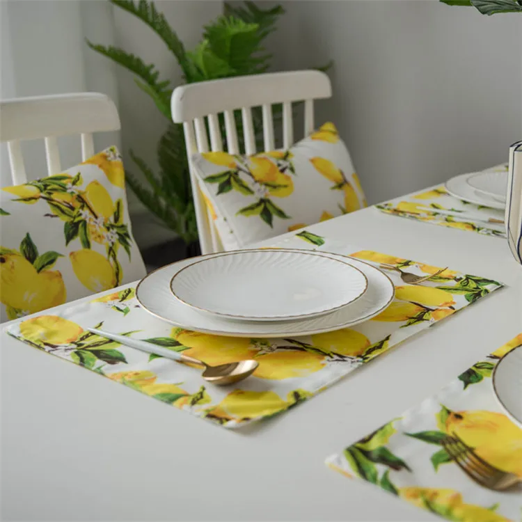 Желтая лимоны полиэстер кухонная салфетка-подставка аксессуары коврик колодки для обеденного стола каминная индивидуальная Salvamanteles