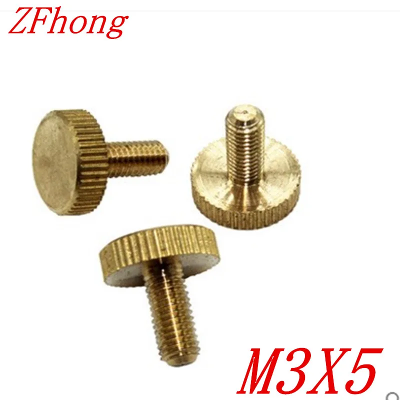 10PCS M3 x 5mm Brass Handle twist knurled Screws Flat Heads Copper Hand Screws Special Handle