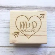 Пользовательские даты инициалы Свадебные названия штамп, деревянная резиновая печать, персонализированный Свадебный классический штамп