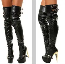 New designer black thigh high winter boots round toe buckle strap high heel boots fashion over the knee platform nighclub boots moraima snc spring autumn fashion women riding boots over the knee flat with fringe strap buckle decoration round toe long boots