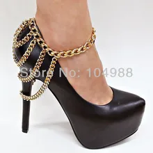 5 шт./компл. стиль A22 Для женщин Мода Коренастый ботильоны с цепочкой три слоя Сапоги и ботинки для девочек ботильоны Сеть ювелирных 2 цвета