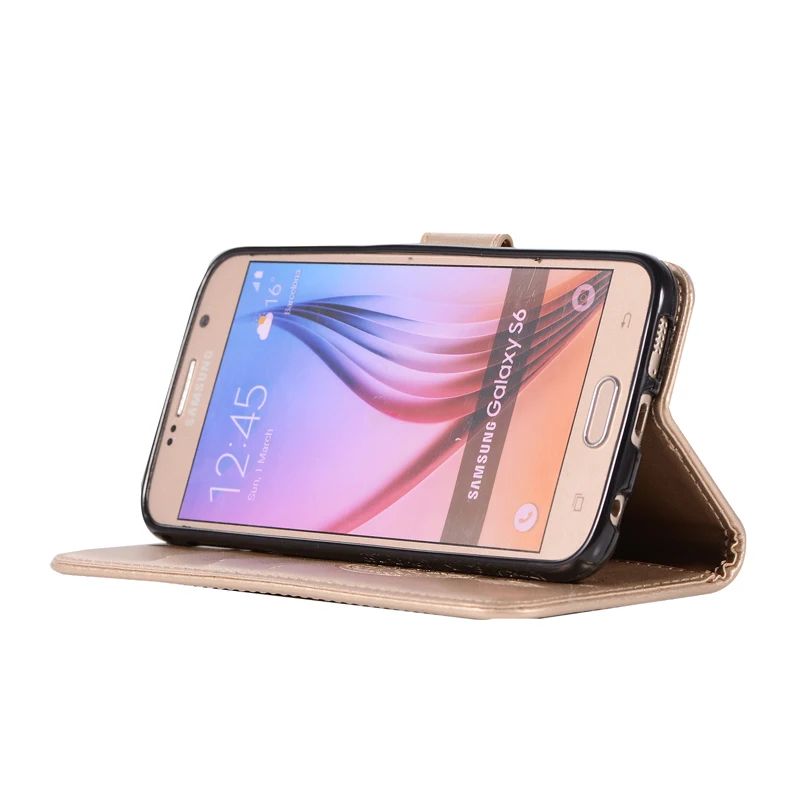 Кожаный чехол книжка с бумажником для Samsung Galaxy S6 S 6 G920 SM G920F G920I G920FD G9200 G920S G920T G920P G920V