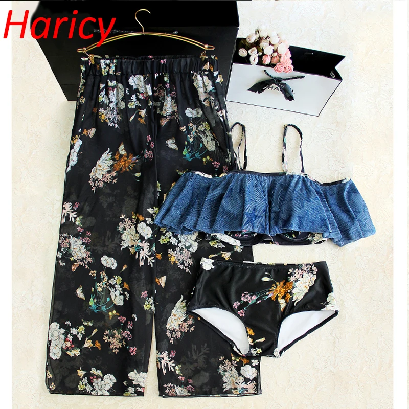 

Low Waist Swimsuit 2018 Sexy Bikinis Women Dress Swimwear Ruffle Vintage Bandeau Bottom Bikini Set Bathing Suits