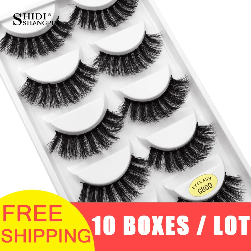 

LANJINGLIN 10 boxes / lot mink eyelashes natural long false eyelashes 100% handmade soft 3d mink lashes makeup faux cils G800