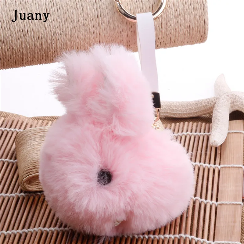 

fur pompom keychains fake rabbite fur key chain porte clef rabbit keychians fluffy bag charms bunny key chain keyring juany