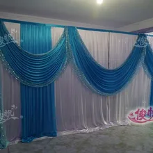 3 м* 6 м Ice Шелковый белое свадебное фон с синими блестками Swag цвет на заказ роскошные свадебные фон для фотосъемки свадьбы Вечерние Декор