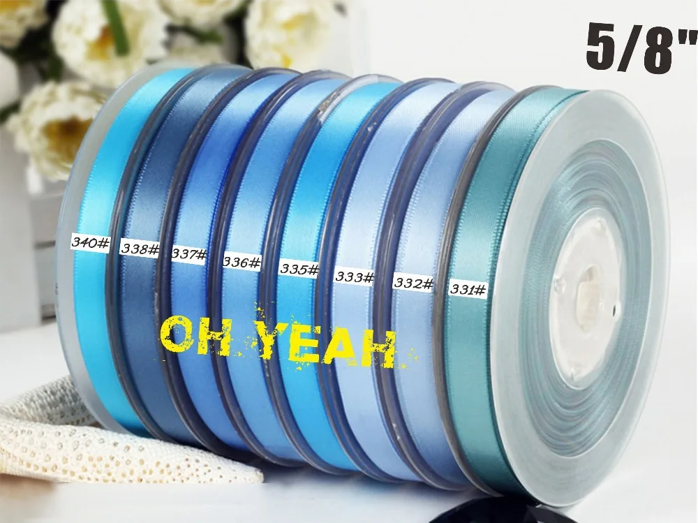 

5/8" 16mm solid color single face satin ribbon light blue color series