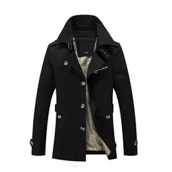 Осень новый английский стильный хлопок длинное пальто Повседневное черный хаки Для Мужчин's Тренч ветровка верхняя одежда пальто 4XL 5XL