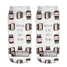 Nutella это мой лучший друг печати Тип 3D носки мужские и женские носки женские короткие носки