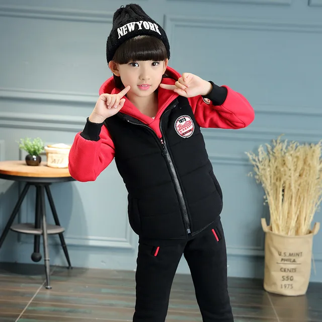 Children's Velvet Clothing Set 2017 Winter Tracksuit for Girls Sports ...