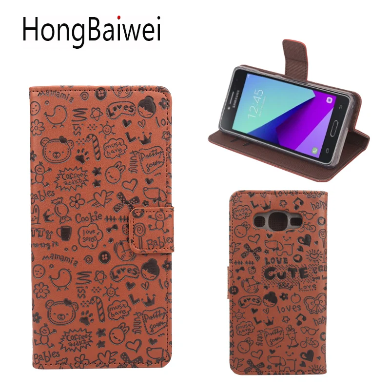 

HongBaiwei For Samsung Galaxy J2 Prime Case Cover Cute Cartoon Flip Luxury Leather Wallet Phone Bag Case with Card Holder