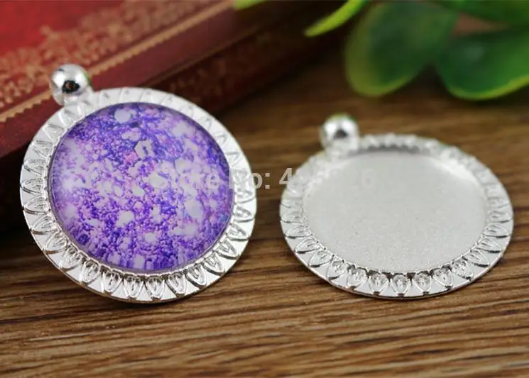 

New Fashion 3pcs 25mm Inner Size Clear Silver plated Cameo Cabochon Base Setting pendant tray (A4-54)