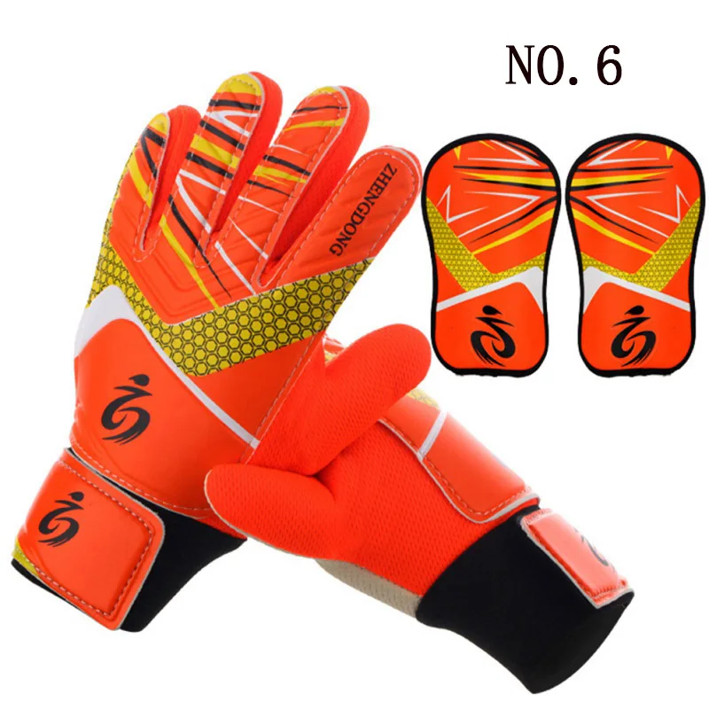 Детские футбольные перчатки с протектором, Вратарские дышащие противоскользящие защитные тренировочные перчатки - Цвет: O1-6