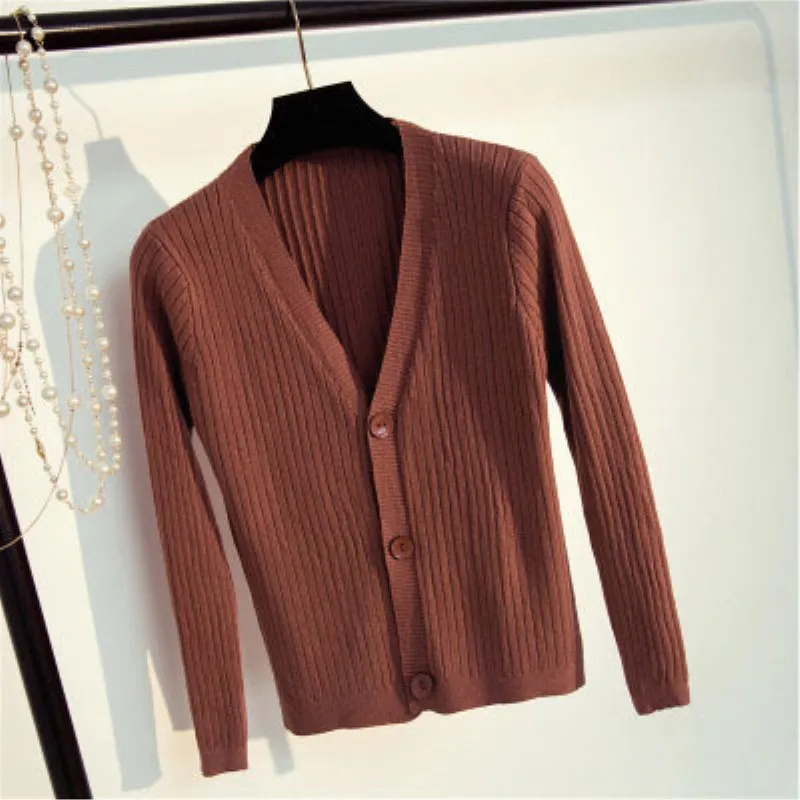 OLGITUM 2019 Autumn/Winter Short Cardigans Sweater Women Long Sleeve Solid Knitted For Female |