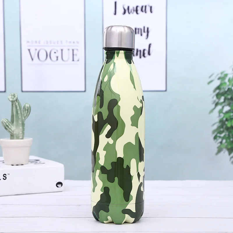 Новая креативная бутылка для воды кофе термос с двойными стенками из нержавеющей стали Изолированная Вакуумная чашка портативная Спортивная бутылка для похода подарок - Цвет: K