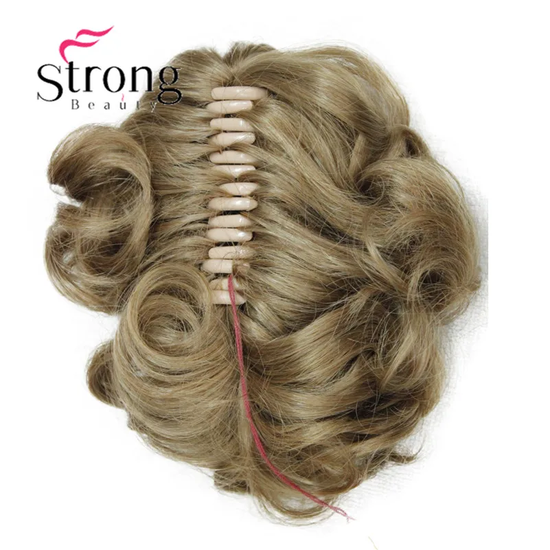 E-945B 19(Fashion Women's light strawberry blonde Synthetic short Curly Wavy Claw Clip Ponytail Pony Tail Hair Extension hairpiece (3)
