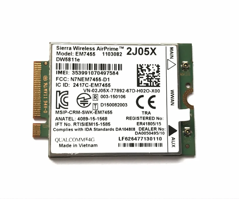  New EM7455 DW5811E PN 2J05X FDD/TDD LTE CAT6 4G Module 4G Card for E7270 E7470 E7370 E5570 E5470