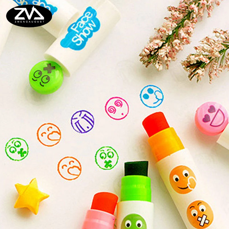 

5 Pcs / Pack Cute expression creative Kawaii Fluorescent Highlighter Pen School Supplies Stationery Gift Stationery marker pen