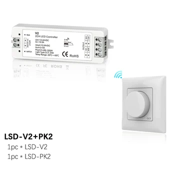 

LED Dimmer CCT Switch 12V 24V 10A 2CH WW CW Dual Color LED Strip Light 2.4G Rotary Panel RF Wireless Remote 12Volt Controller