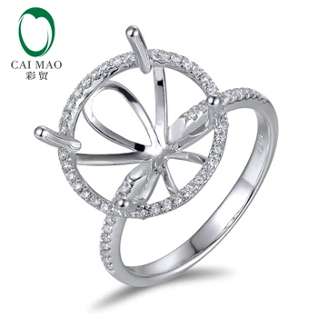 

Large 14mm Round 14K White Gold Diamond Semi Mount Engagement Wedding Ring Setting