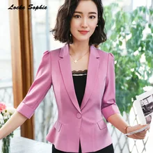 1pcs Women's Plus size Blazers coats 2019 Summer cotton Splicing Small Suits jackets ladies Skinny office Blazers Suits coats