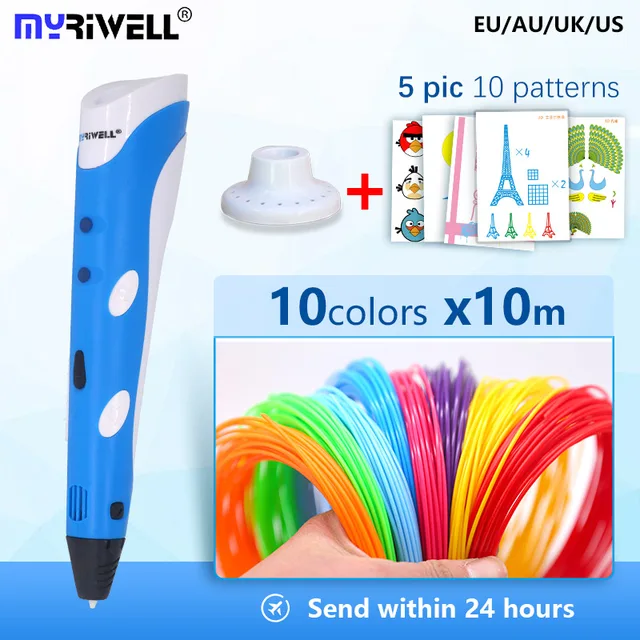 Best Offers Myriwell 3D Pen RP 100A 1.75mm filament 3d printed pen 3 d pen  +100m abs safety plastic+Super gift kids Birthday present