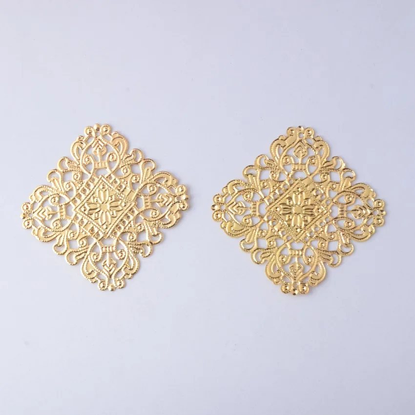 

Free shipping Retail 5Pcs Gold Tone Filigree Square Wraps Connectors Metal Crafts Gift Decoration DIY Findings 40x40mm F0336