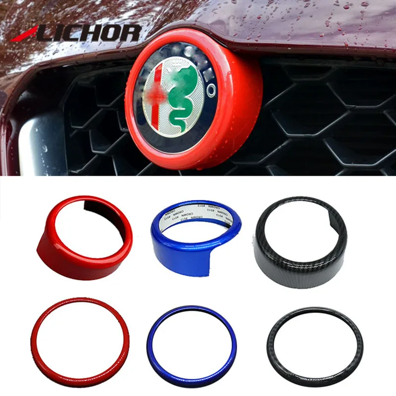 

Alichor ABS 3 Colors Car Front/Rear Emblem Decorative Frame Sticker Carbon Fiber Style Car Styling for Alfa Romeo Giulia Stelvio