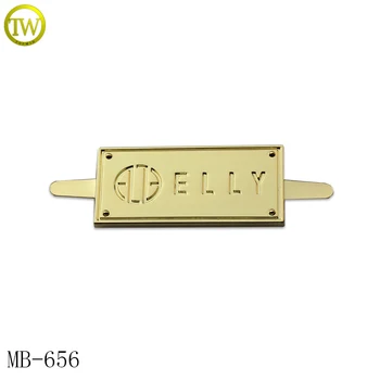 

MB656 Custom high classic gold color metal logo label for lady handbag