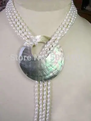 

Free Shipping >Real Genuine 6-7mm White freshwater pearl necklace shell clasp