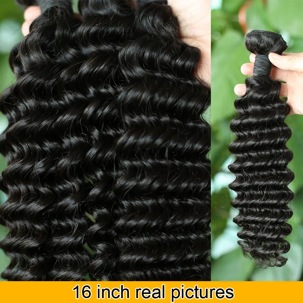 QT Deep Wave Malaysian Hair Weave Bundles 3Pcs/lot Remy Hair Weaving Human Hair Extension 1B Natural Black 10-28inch QT Deep Wave Malaysian Hair Weave Bundles 3Pcs/lot Remy Hair Weaving Human Hair Extension 1B Natural Black 10-28inch