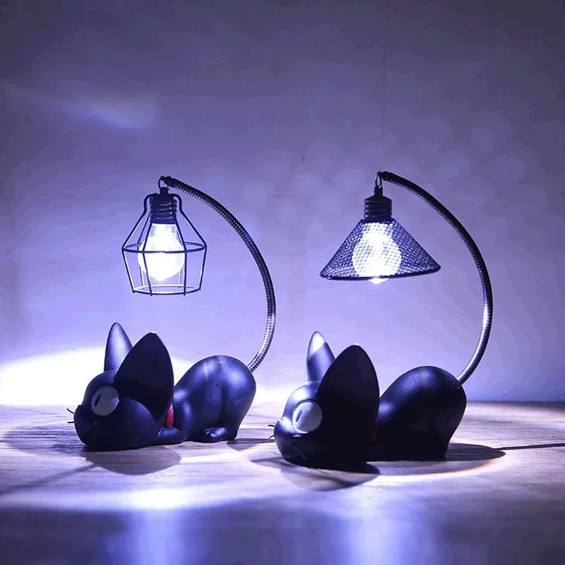 Magic Cat Night Light LED Night Lamp Creative Resin Cute Animal Room Corridor Bedroom Ornaments Home Decoration Gift