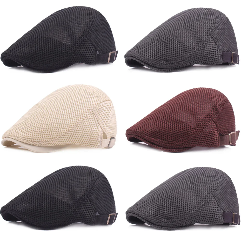 

Men Summer Mesh Cabbie Ivy Driving Flat Hat Newsboy Golf Beret Hunting Cap HATCS0501