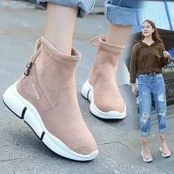2019 весенне-осенние ботинки «Мартенс», короткие ботинки на плоской подошве, повседневная обувь, Вельветовая высокая обувь, женские ботинки