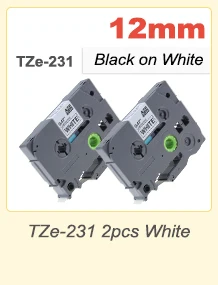 2 пакеты Совместимость Брат TZe-241 TZe241 P-touch этикетка лента 18 мм 3/4 дюйма черный на белом ламинированной ленты TZ-241