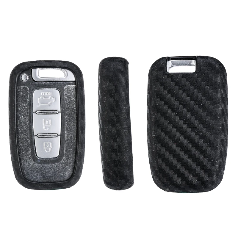 Carbon-Faser-Muster-Silikon-Auto-Schl-ssel-Fall-Abdeckung-f-r-Hyundai-Equus-Genesis-Veloster-KIA