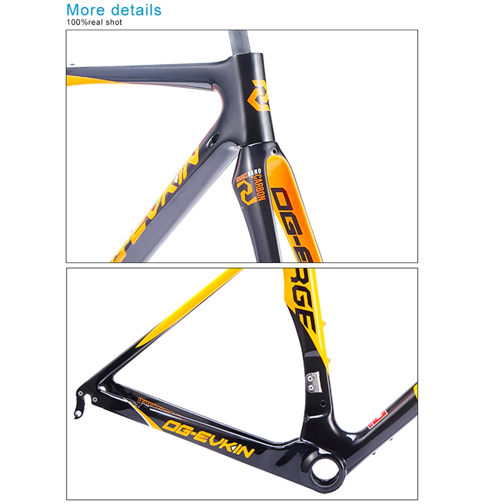 Excellent Light T1000 Carbon Road Frame 3k Road Bike Frameset Glossy Di2 And Mechanism Brake Road Frames Carbon 1-1/4" 1-1/2" 5