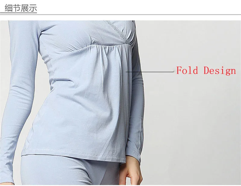 Pregnant Thermal Long Johns Maternity Clothing Set Autumn Spring Winter Modal  Breast Feeding Pregnancy Women Underwear (10)
