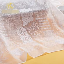 2 ярдов шелк вышитые ткани на заказ одежда платье с бахромой
