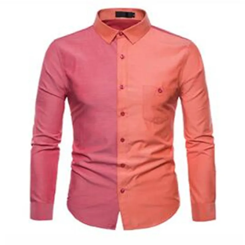 Men's Clothes 2018 New Brand Long sleeve Cotton Shirts for Men Patchwork male Clothe 4 colors Casual Teenager Shirt