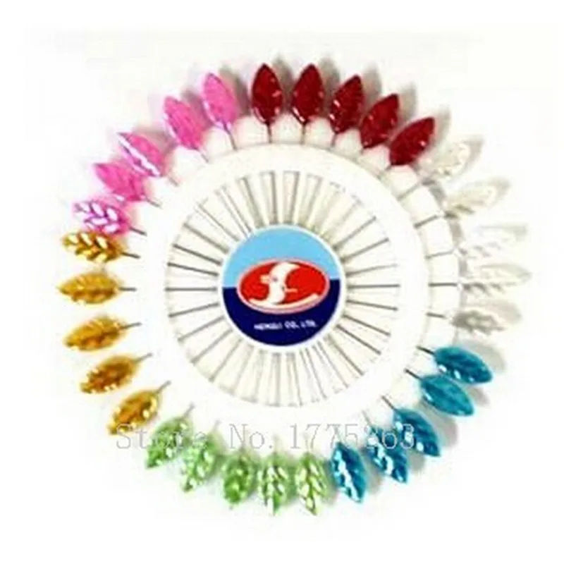 

2*30Pcs Multi Colour Leaf-Head Faux Pearl Decorating Pin Dressmaking Sewing Headed Pin Craft Tool AA7501